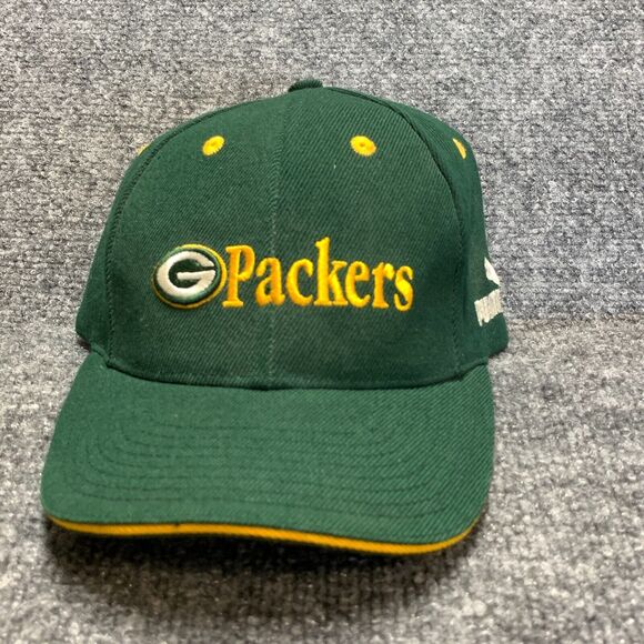VINTAGE Green Bay Packers Hat Cap Strap Green Yellow Football Logo NFL Mens OS - Picture 1 of 11